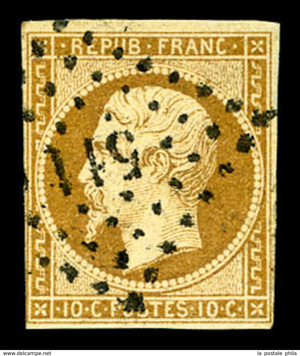 O N°9a, 10c Bistre-brun Obl PC, TB (signé Scheller/certificat)  Qualité: O  Cote: 950 Euros - 1852 Louis-Napoléon