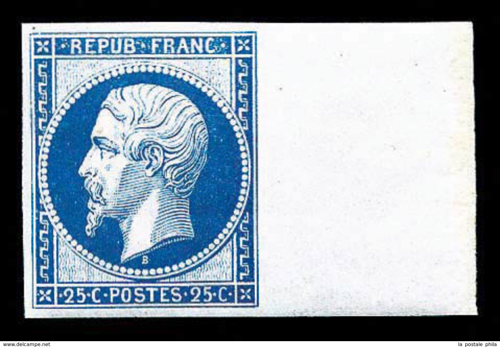 * N°10c, 25c Bleu, Impression De 1862, Grand Bord De Feuille Latéral, Grande Fraîcheur, SUP (certificat)   Qualité: *  C - 1852 Louis-Napoléon
