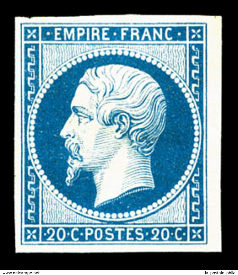 * N°14Af, 20c Bleu Laiteux, TB  Qualité: *  Cote: 440 Euros - 1853-1860 Napoléon III