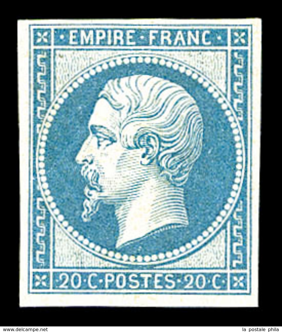 ** N°14B, 20c Bleu Type II, Frais. TTB (signé Calves/certificat)  Qualité: ** - 1853-1860 Napoléon III