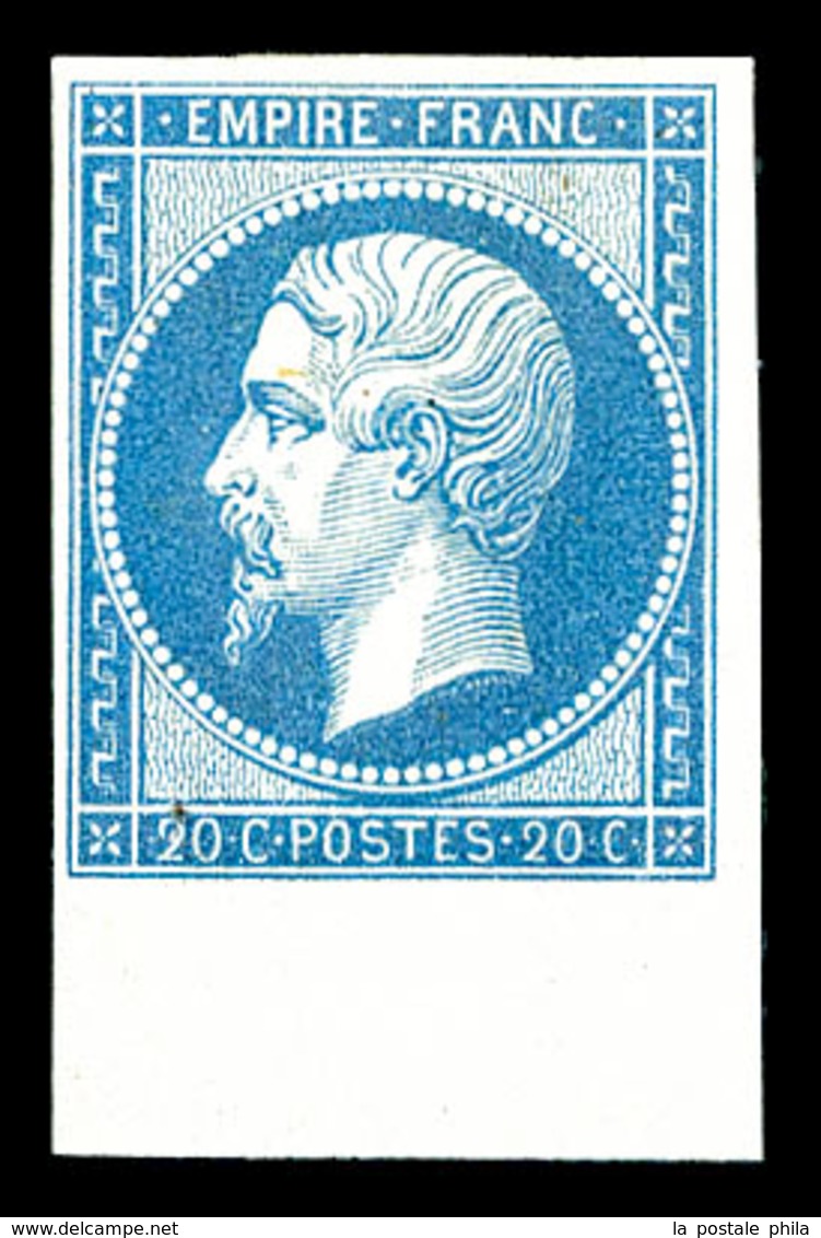 * N°14B, 20c Bleu Type II, Bdf. TTB (signé Margues/certificat)  Qualité: *  Cote: 550 Euros - 1853-1860 Napoléon III