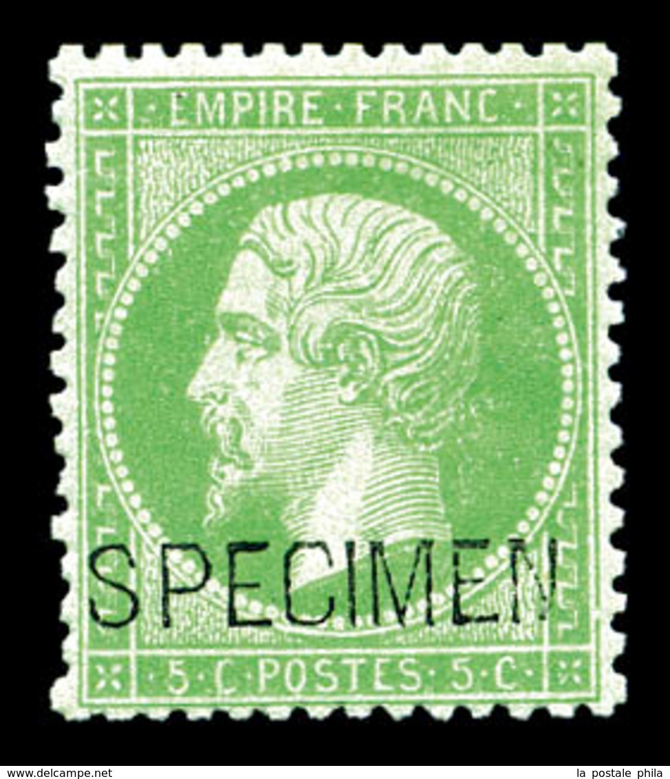 * N°20f, 5c Vert Surchargé 'SPECIMEN'. TTB  Qualité: *  Cote: 400 Euros - 1862 Napoléon III