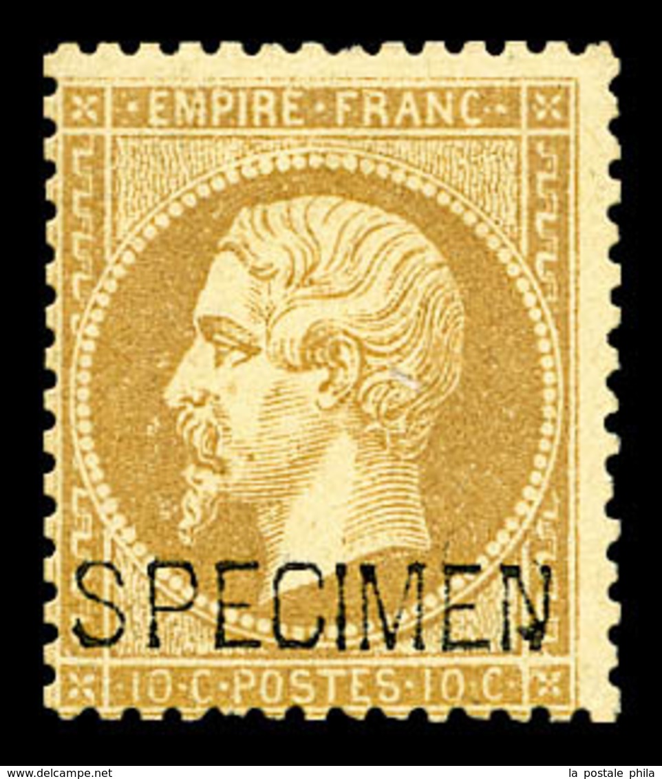 * N°21c, 10c Bistre Surchargé 'SPECIMEN', TB (signé/certificat)  Qualité: *  Cote: 1000 Euros - 1862 Napoléon III