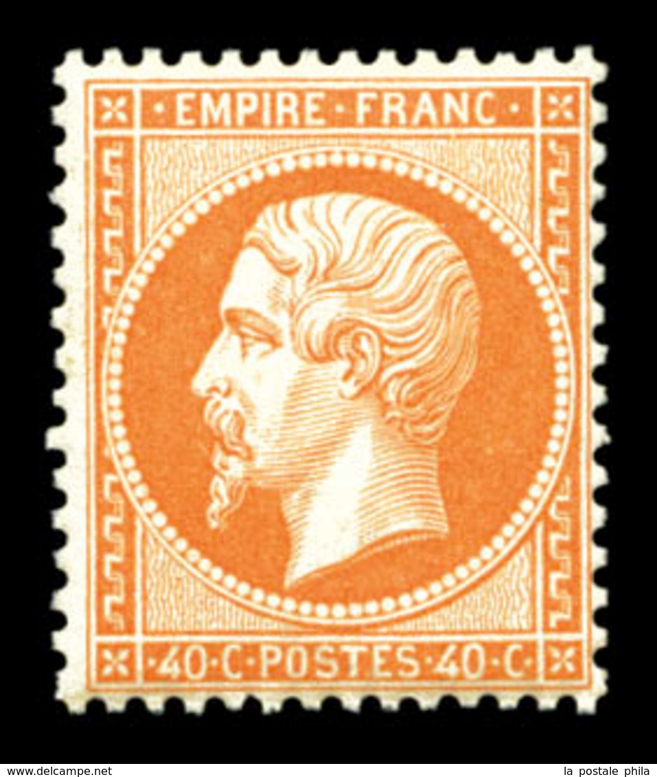 ** N°23, 40c Orange, Fraîcheur Postale. SUPERBE (certificat)  Qualité: ** - 1862 Napoléon III