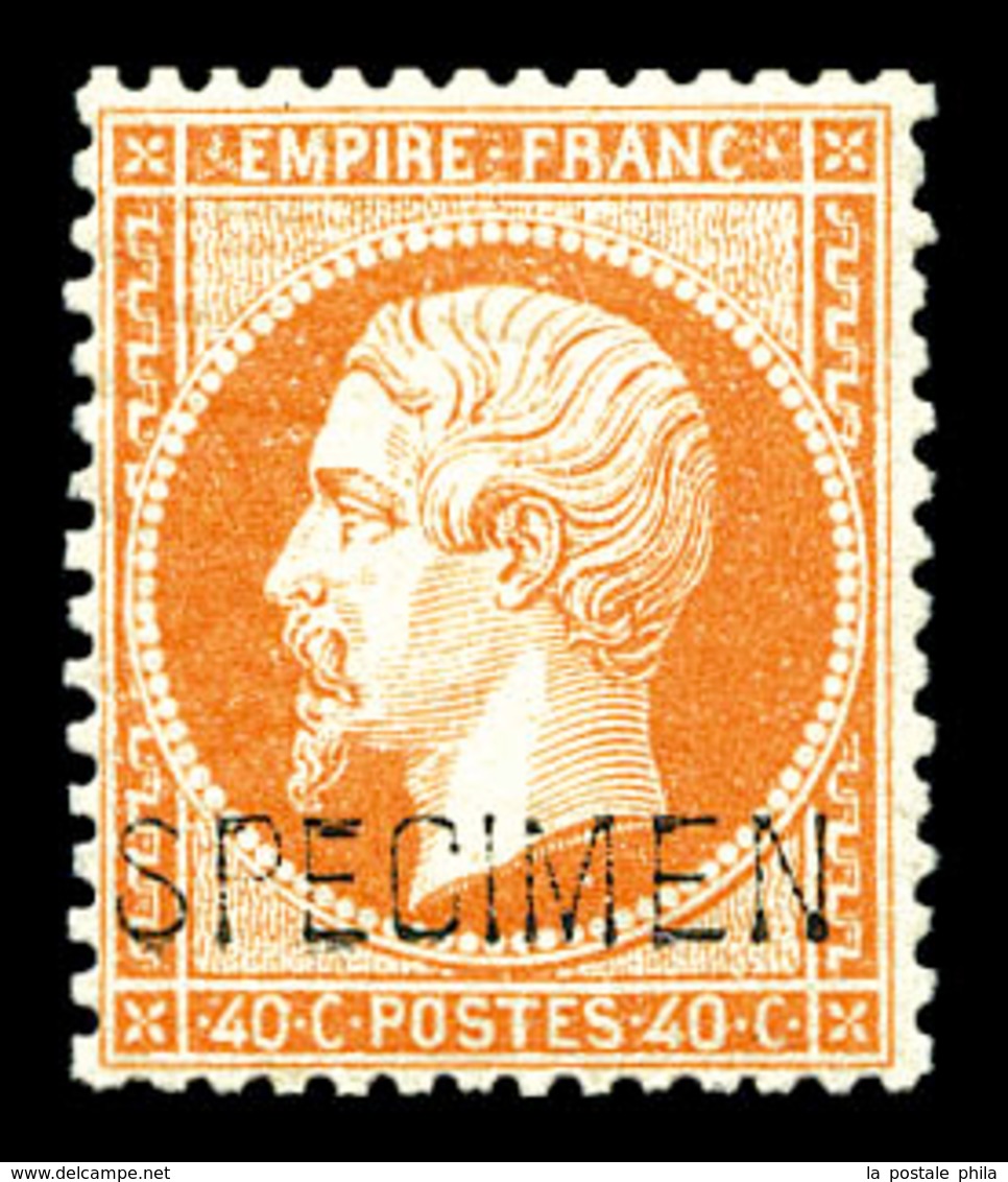 ** N°23d, 40c Orange Surchargé 'SPECIMEN', Fraîcheur Postale, SUP (certificat)  Qualité: ** - 1862 Napoleon III