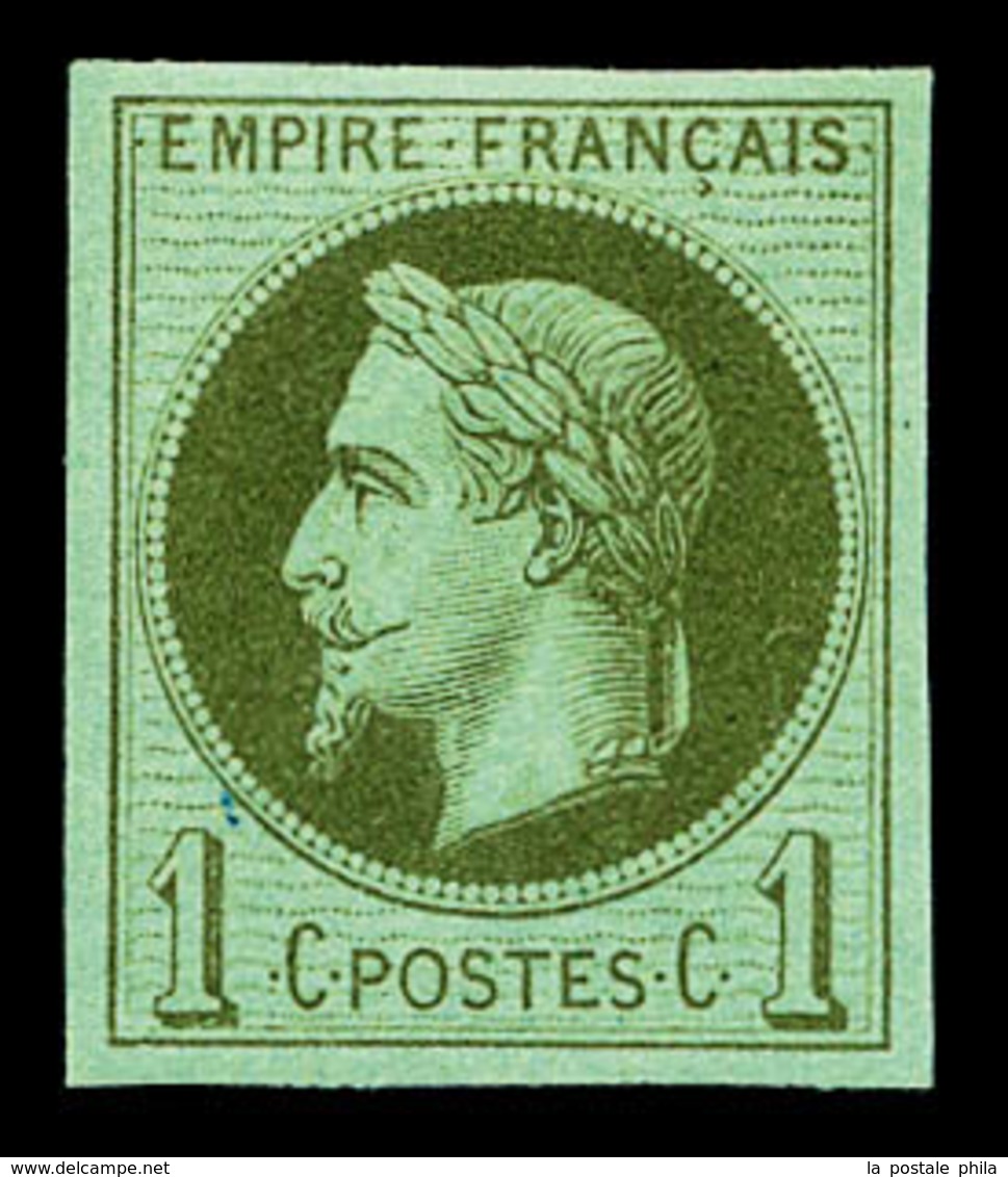 * N°25c, Rothschild, 1c Olive Impression Fine Non Dentelé Quasi **, Fraîcheur Postale. SUP (signé/certificat)  Qualité:  - 1863-1870 Napoleone III Con Gli Allori