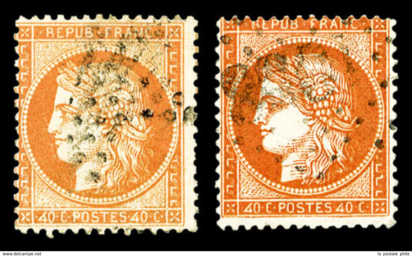 O N°38d, 40c Jaune-orange Et 40c Orange Foncé: Les 2 Exemplaires '4' Retouchés, TB (certificat)  Qualité: O  Cote: 400 E - 1870 Siège De Paris