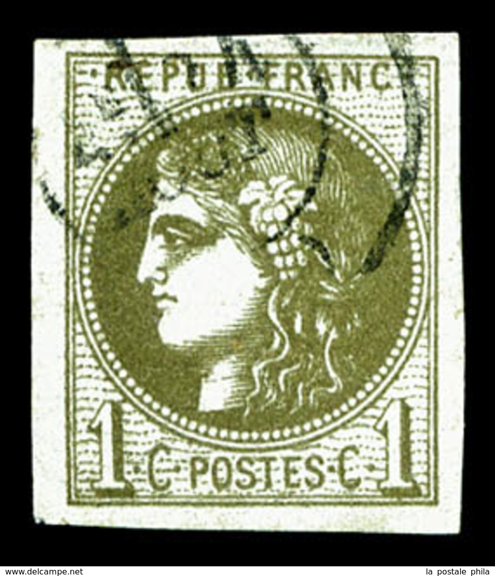 O N°39Cc, 1c Olive Bronze Rep 3, Jolie Pièce, TTB (signé Brun)  Qualité: O  Cote: 325 Euros - 1870 Emission De Bordeaux