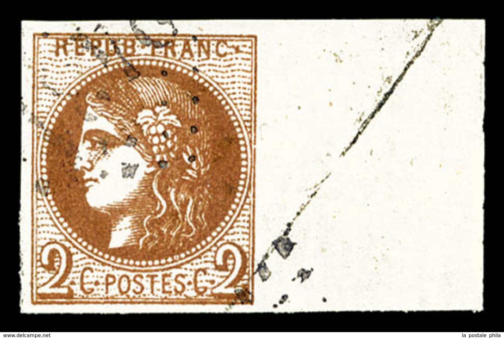 O N°40Bb, 2c Marron, Grand Bord De Feuille Latéral (avec Légères Froissures), Pièce Choisie, SUP (signé Calves/certifica - 1870 Bordeaux Printing