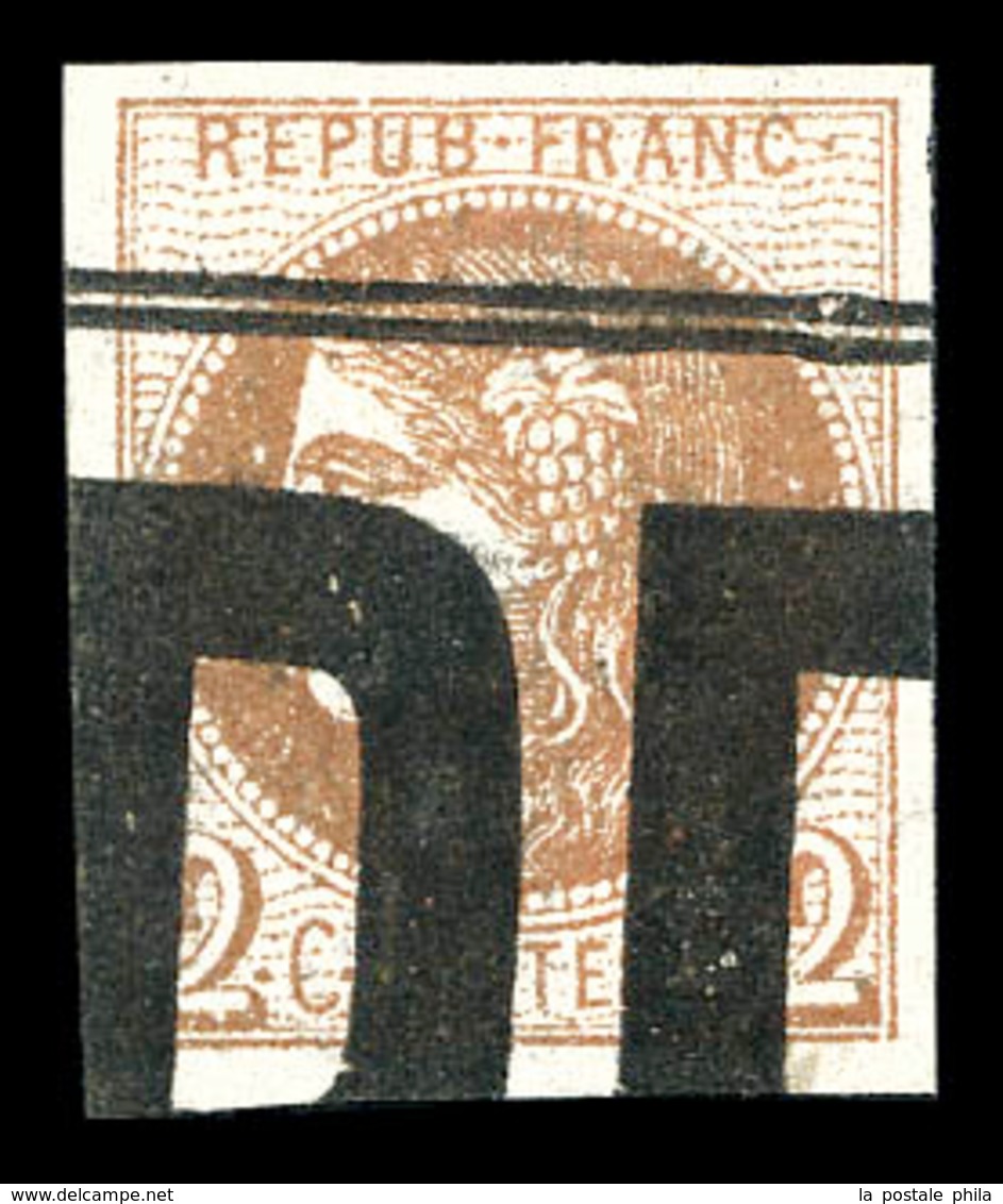 O N°40Bb, 2c Marron, Oblitération Typographique Des Journaux. SUP (certificats)  Qualité: O  Cote: 1250 Euros - 1870 Emission De Bordeaux