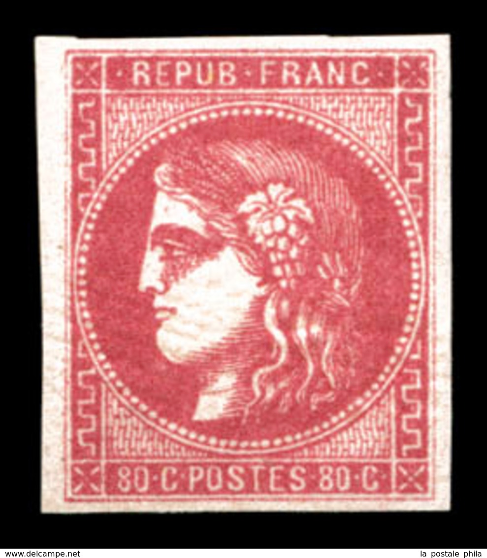 ** N°49b, 80c Rose Vif, Fraîcheur Postale. SUP (certificat)  Qualité: ** - 1870 Ausgabe Bordeaux