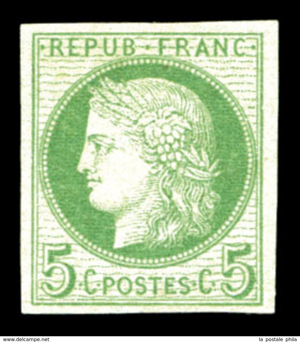 * N°53d, 5c Vert-jaune Sur Azuré, Non Dentelé. TB  Qualité: *  Cote: 325 Euros - 1871-1875 Ceres