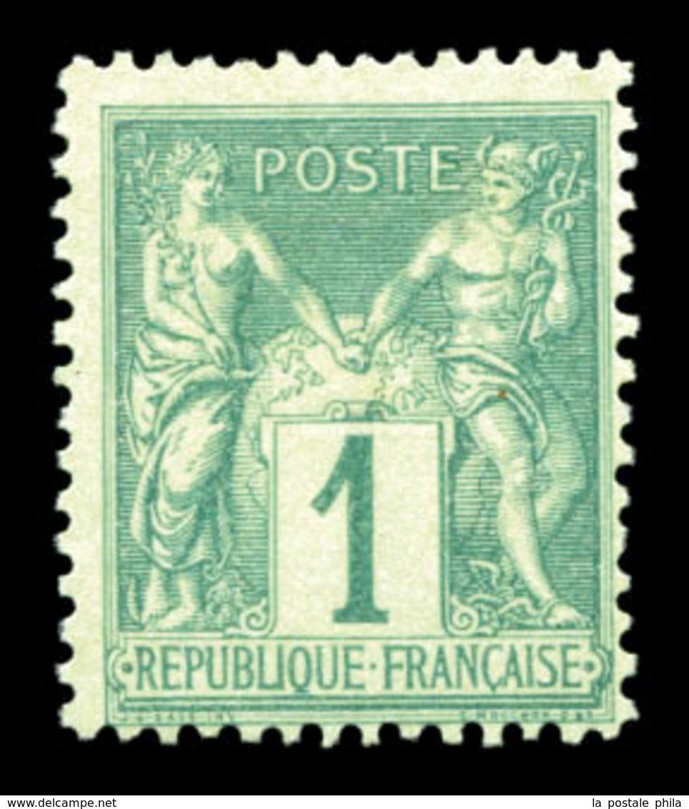 (*) N°61, NON EMIS, 1c Vert TYPE II (au Lieu De Type I), Tirage De L'exposition De 1900, Quelques Exemplaires Connus. SU - 1876-1878 Sage (Type I)