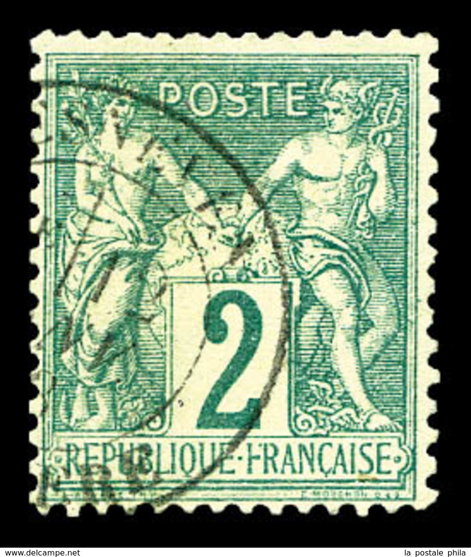 O N°62, 2c Vert Type I, Obl Legère, TTB   Qualité: O  Cote: 340 Euros - 1876-1878 Sage (Type I)