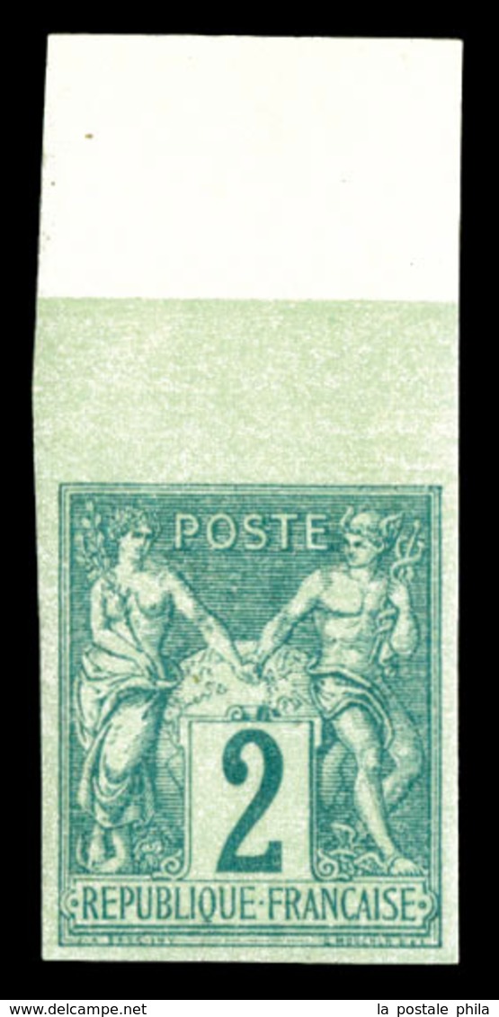 ** N°62a, 2c Vert Type I Non Dentelé, Bord De Feuille, Fraîcheur Postale, SUP (certificat)   Qualité: ** - 1876-1878 Sage (Type I)