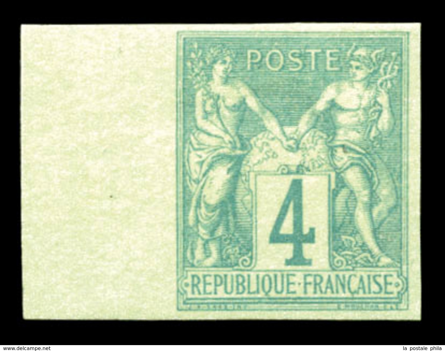 * N°63, 4c Vert Non Dentelé, Bdf. TB  Qualité: *  Cote: 220 Euros - 1876-1878 Sage (Type I)