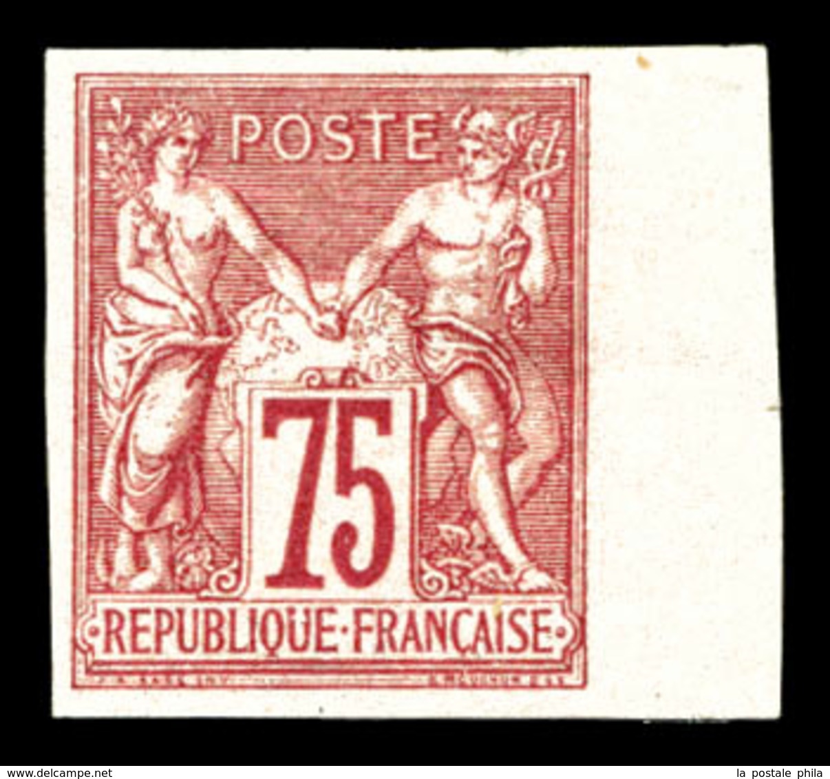 * N°71a, 75c Carmin Type I Non Dentelé Bdf, Fraîcheur Postale, SUP (signé Brun/certificat)  Qualité: *  Cote: 850 Euros - 1876-1878 Sage (Type I)