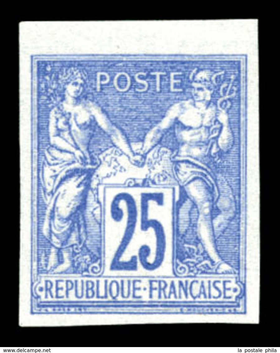 ** N°78c, 25c Outremer Type II NON DENTELE, FRAÎCHEUR POSTALE, SUP (signé Brun/certificat)   Qualité: ** - 1876-1878 Sage (Type I)