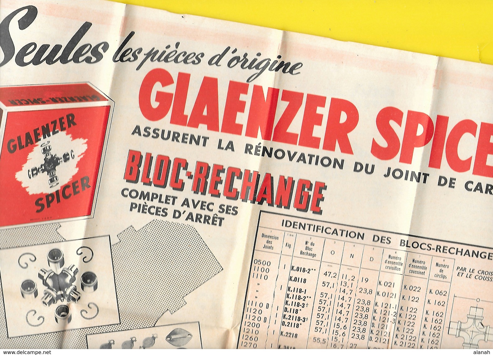 Dépliant Publicitaire "GLAENZER SPICER" Cardan Poissy - Autres & Non Classés