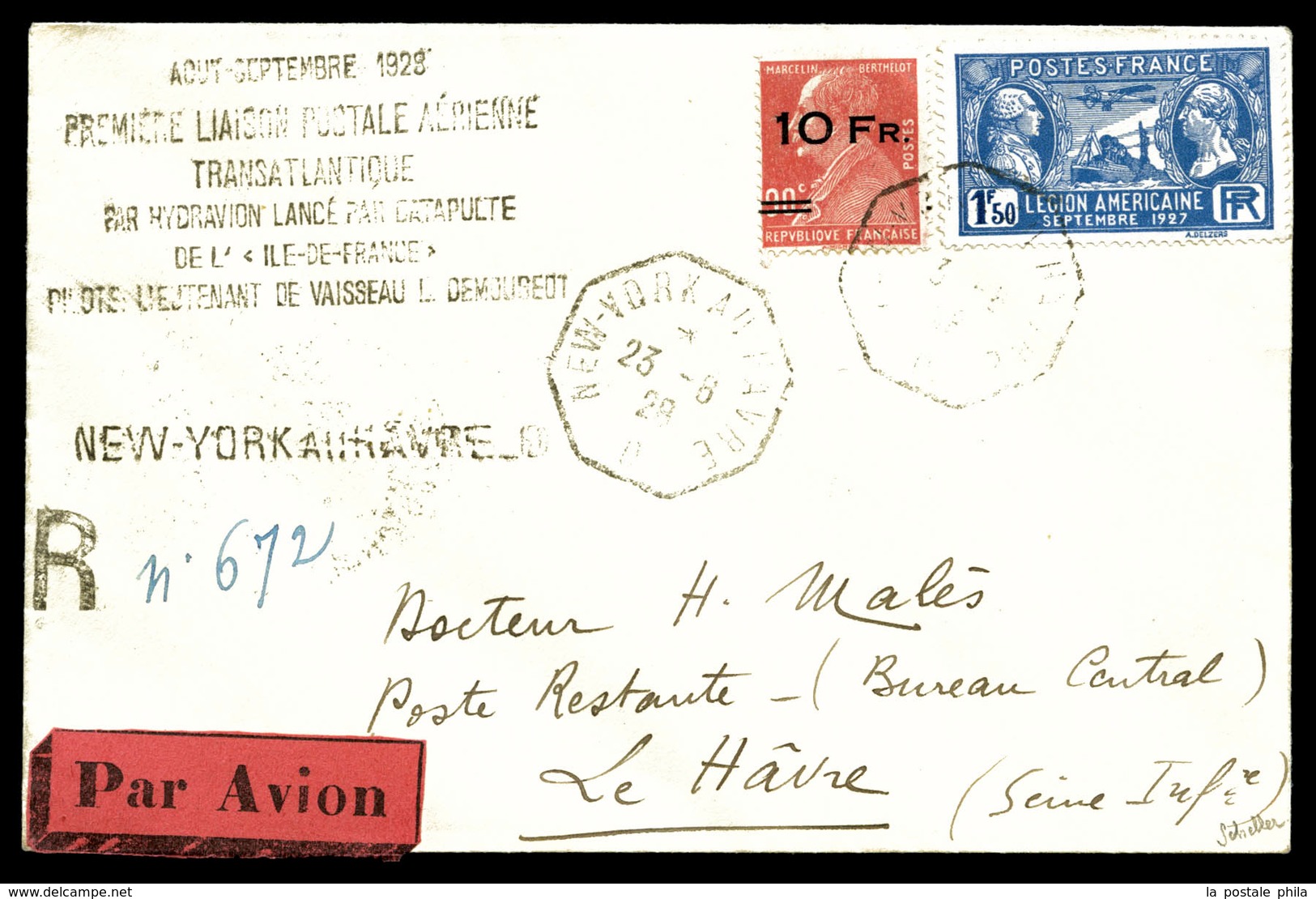 O N°3b, Berthelot Surchargé à Bord Du Paquebot 'ILE DE FRANCE' 10F Sur 90c Rouge, Surcharge Espacée (+N°245), Sur Lettre - 1927-1959 Neufs