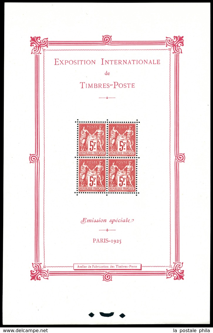 * N°1, Exposition Philatélique De Paris 1925, Les Timbres **, TB (certificat)  Qualité: *  Cote: 1500 Euros - Neufs