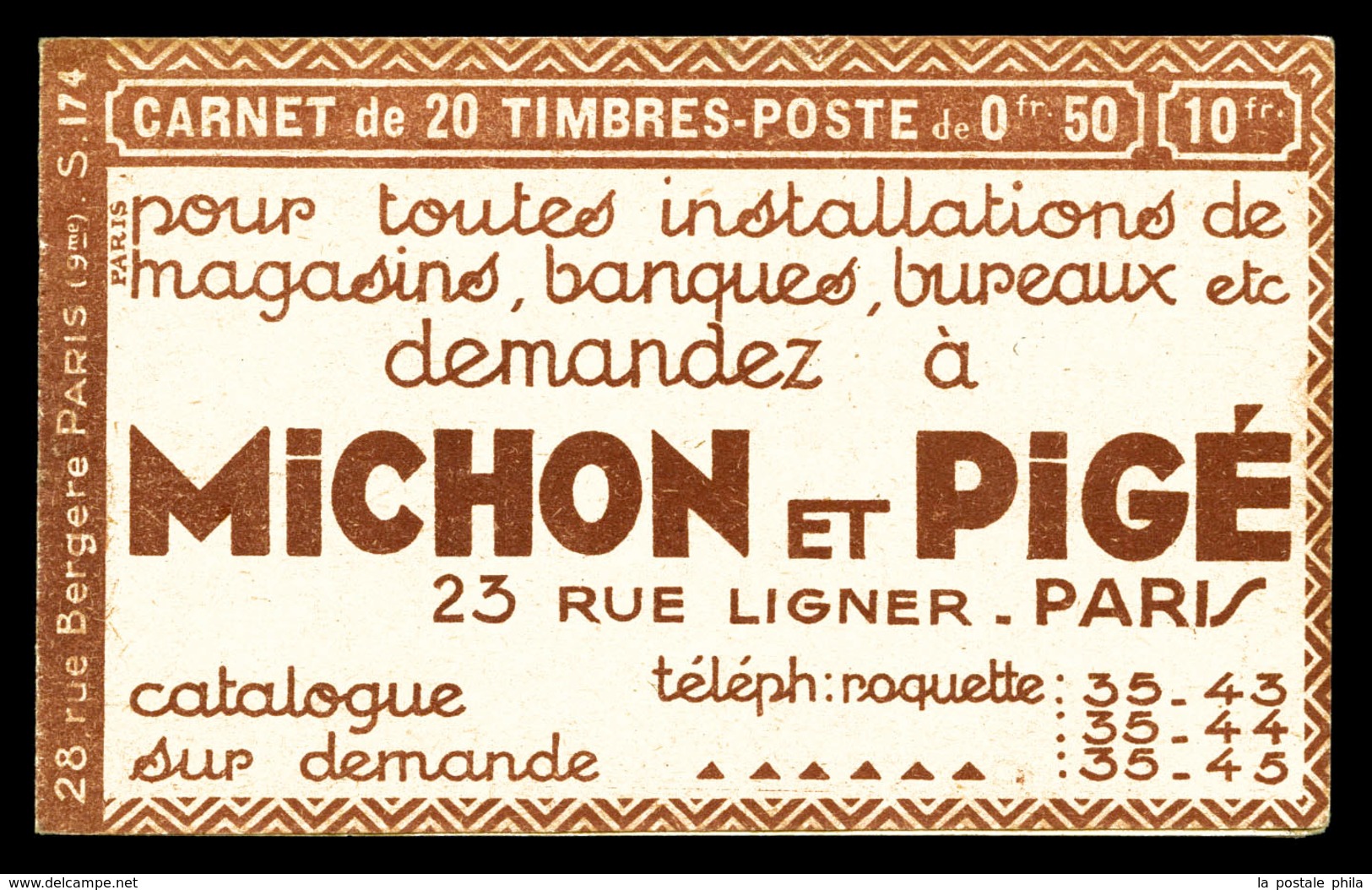 ** N°199-C29, Série 174 PARIS, MICHON PIGE Et EU. SUP. R. (certificat)  Qualité: ** - Autres & Non Classés