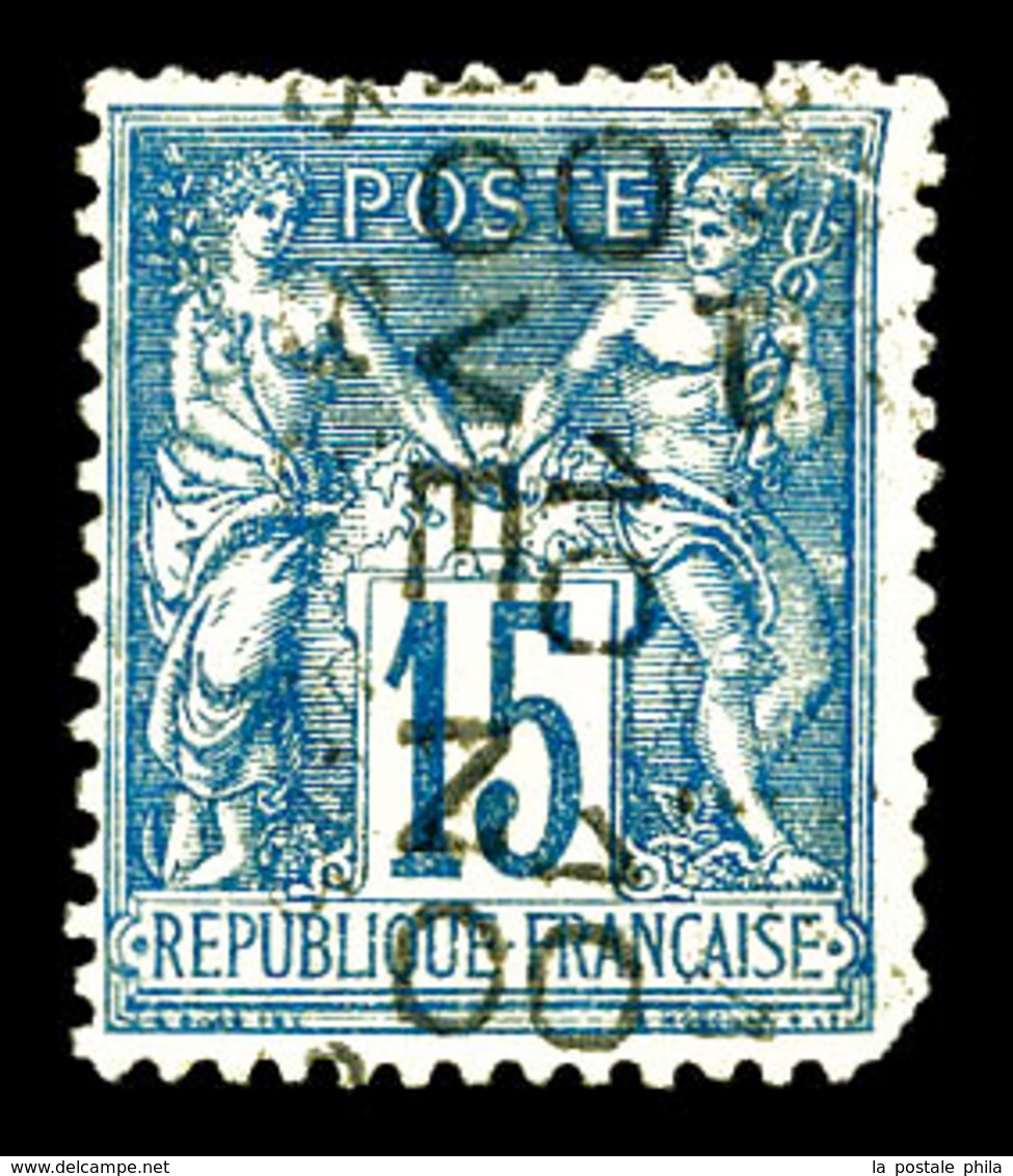 (*) N°17, 15c Bleu Surchargé 5 Lignes Du 10 Novembre 1893 Légers Défauts Normal Pour Ce Timbre Rare. (signé Calves/certi - 1893-1947