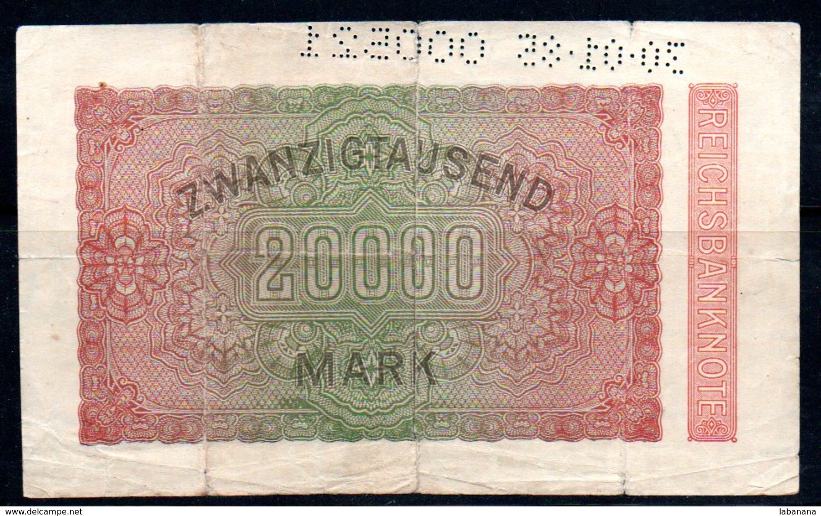 617-Allemagne Billet De 20000 Mark 1923 Da-CD Perforé 30-1-35 - 20000 Mark