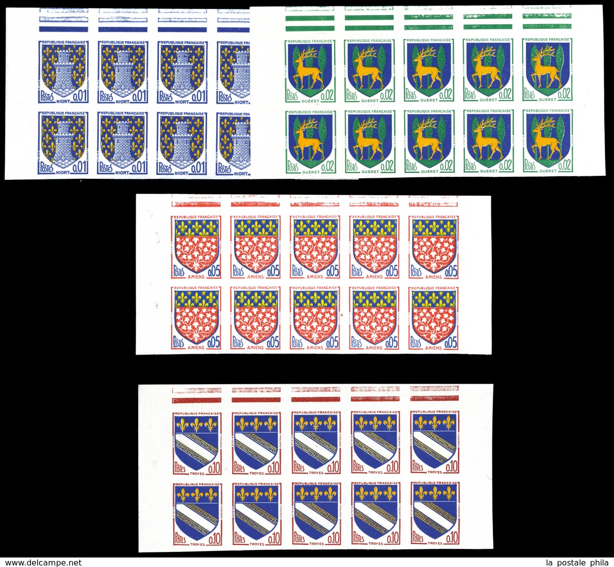 ** N°1351A/1354B, Série Armoiries De 1962 En Blocs De 10 Bdf. TB  Qualité: **  Cote: 960 Euros - Non Classés
