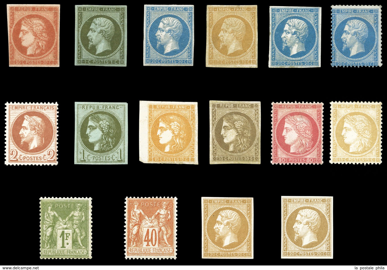 N Lot De Timbres Neufs Composé Des N°11, 14B X2, 13B X3, 22, 26A, 39C, 43Ba, 47, 57, 59, 82 Et 94, Des Exemplaires Signé - Collections