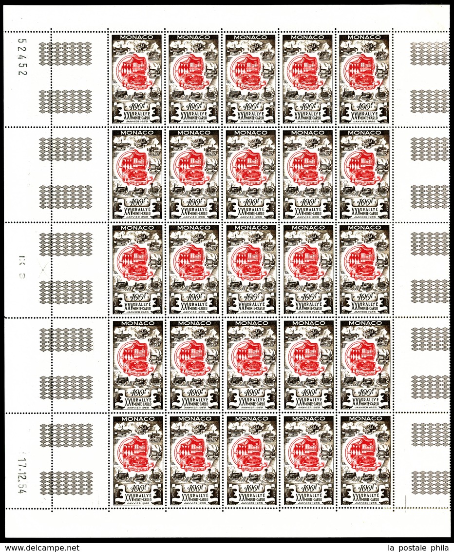 ** N°420, 25ème Rallye De Monte-carlo, 100F Violet-brun Et Rouge En Feuille De 25 Exemplaires, SUP (certificat)  Qualité - Autres & Non Classés