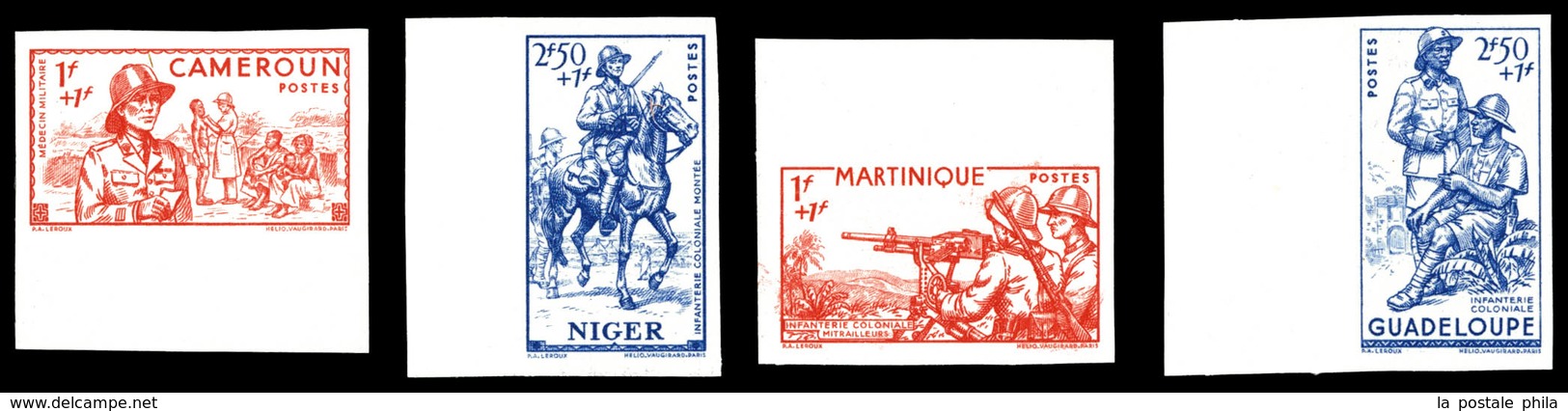 ** Défense De L'Empire, 4 Valeurs Non Dentelées Bdf: Cameroun, Guadeloupe, Martinique Et Niger. TB  Qualité: **  Cote: 3 - 1939 150e Anniversaire De La Révolution Française