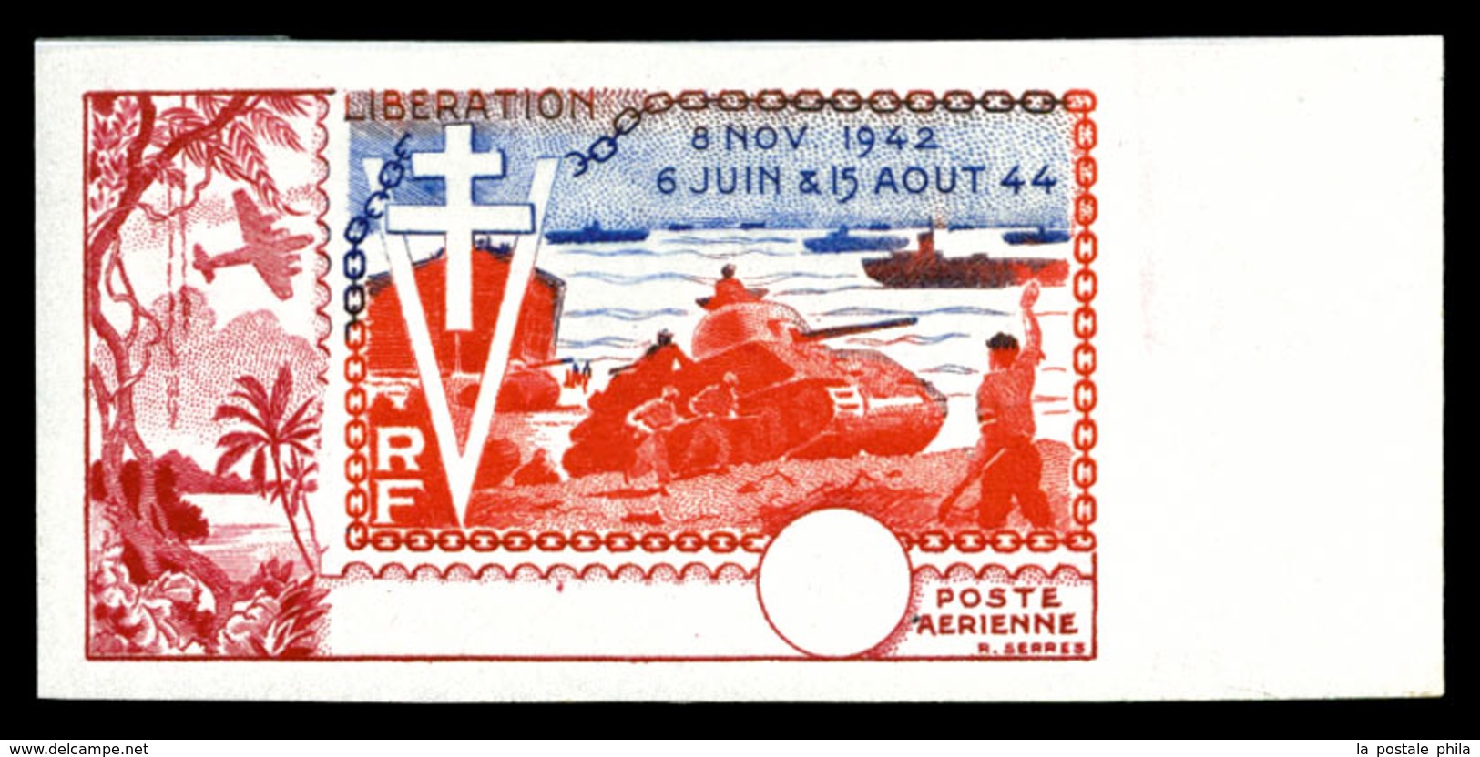 ** 10e Anniversaire De La Libération Non émis: Non Dentelé, Sans Faciale Ni Nom Du Territoire, Bdf. SUP. R. (certificat) - 1939 150e Anniversaire De La Révolution Française