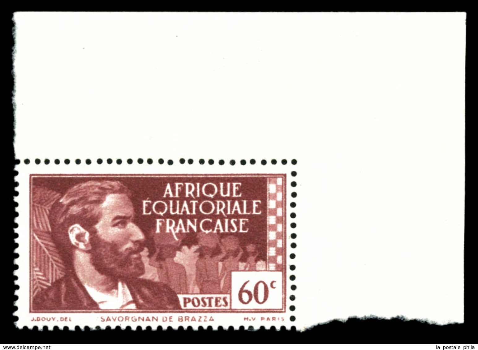 ** N°193, 60c Savorgnan De Brazza, Sans La Couleur Bleu Gris, Gomme Coloniale, Cdf. SUP (certificat)  Qualité: ** - Neufs