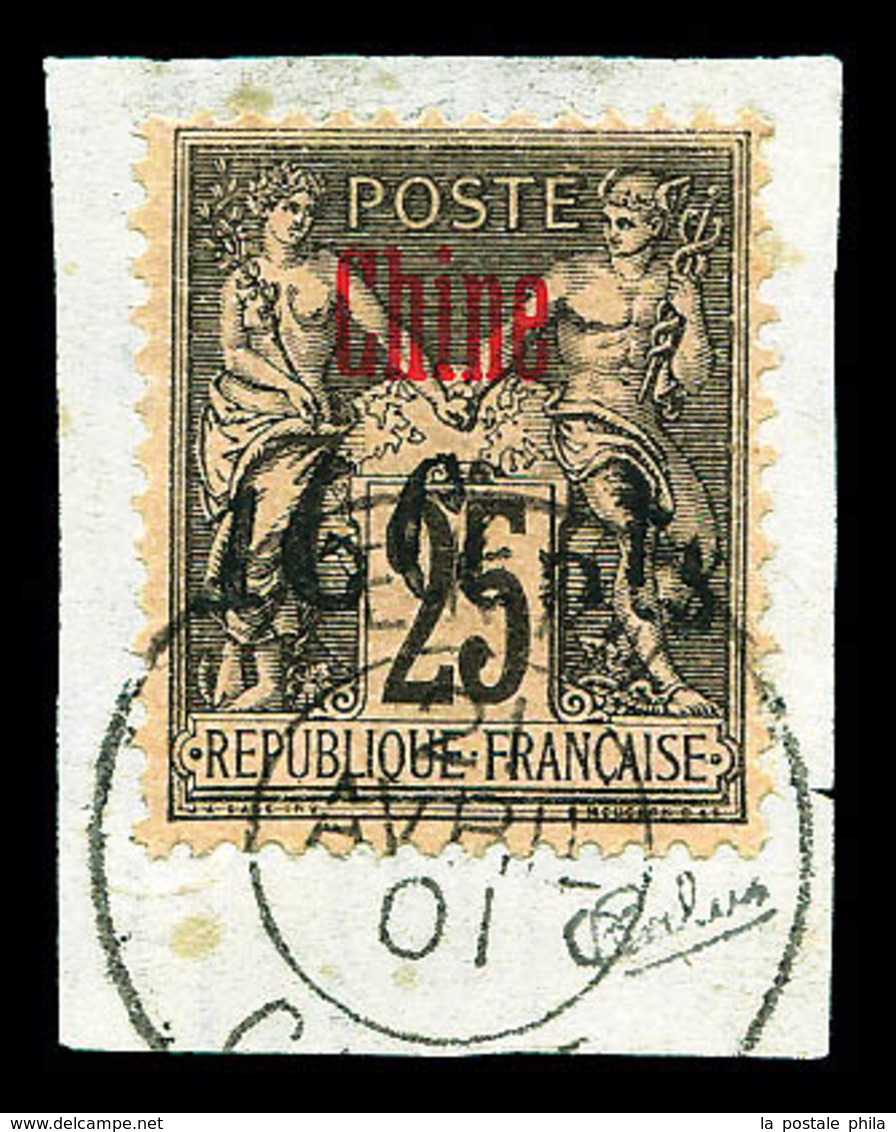 O N°22A, 16c Sur 25c Noir Sur Rose: SURCHARGE NOIRE, Sur Petit Fragment, SUPERBE Et RARE (signé Calves/certificat)   Qua - Neufs
