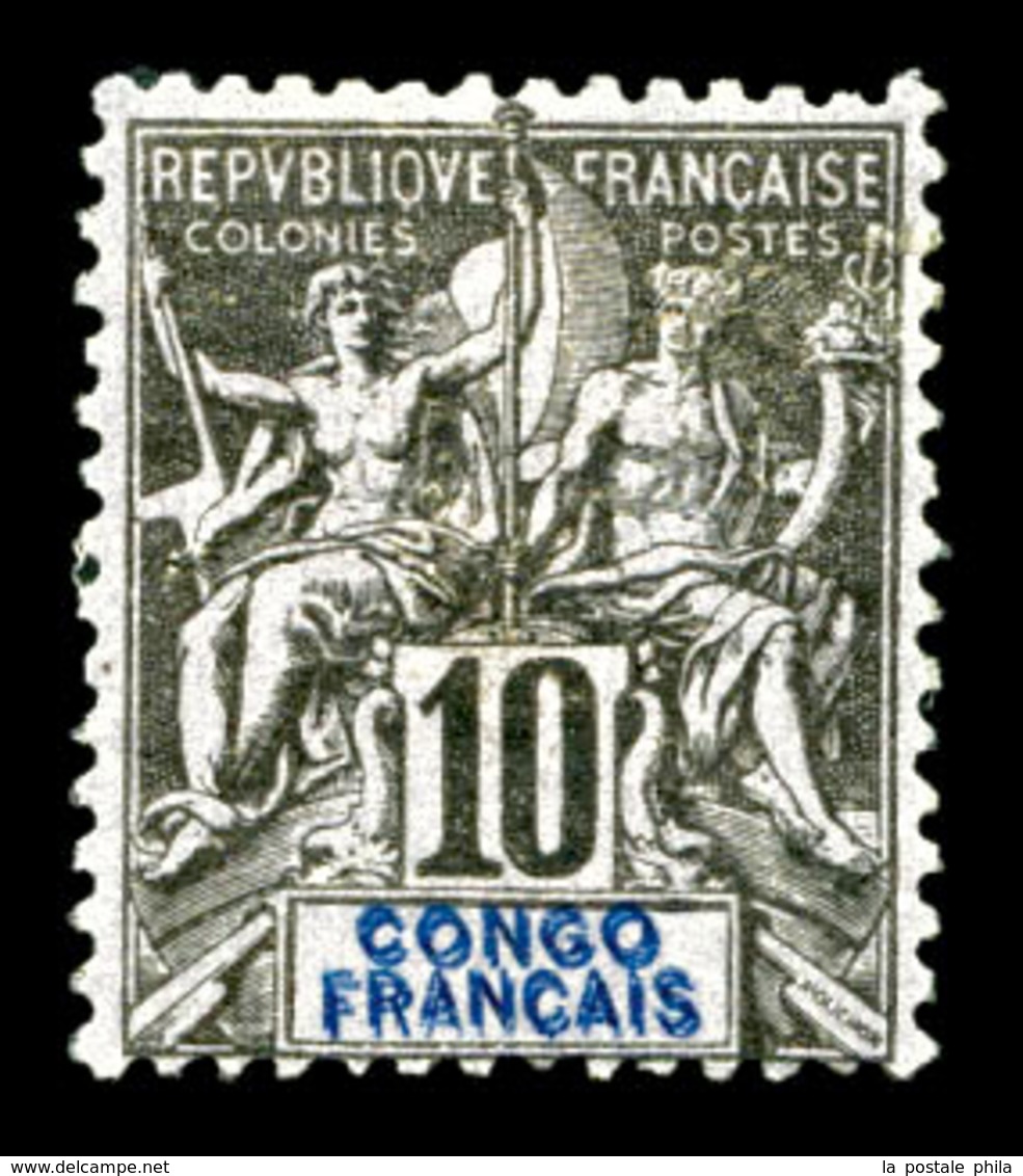 * N°16a, 10c, Légende 'CONGO FRANCAIS' En Double. SUP (signé Brun/certificat)  Qualité: *  Cote: 1100 Euros - Neufs