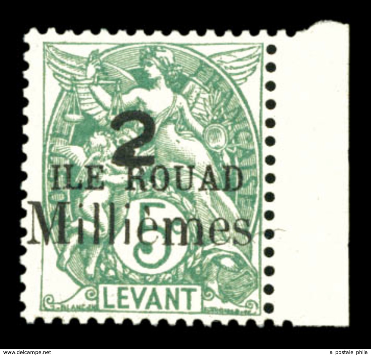 ** N°37Aa, (N° Maury), NON EMIS, 2m Sur 5c Vert Surchargé 'ILE ROUAD' Bdf, Fraîcheur Postale. SUP. R. (signé Scheller/ce - Unused Stamps