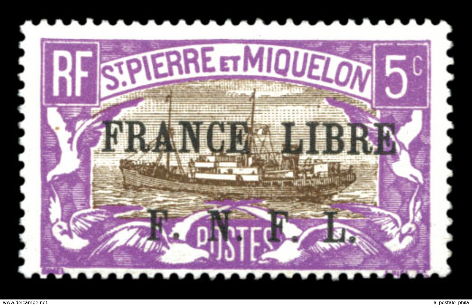 ** N°236, 5c Violet Et Brun Surchargé. SUP. R.R. (certificat)  Qualité: **  Cote: 1560 Euros - Used Stamps