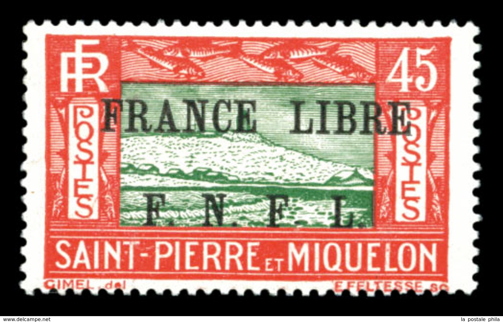 * N°238, 45c Rouge Et Vert Surchargé, Quasi **. TTB (signé Brun)  Qualité: *  Cote: 280 Euros - Used Stamps