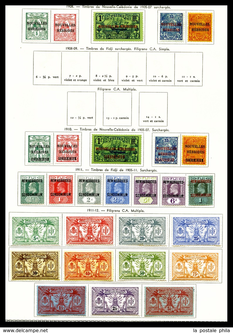 * NOUVELLES HEBRIDES 1908/1957: Poste, PA. Bloc, Taxe Collection Bien Fournie. TB  Qualité: *  Cote: 1229 Euros - Collections