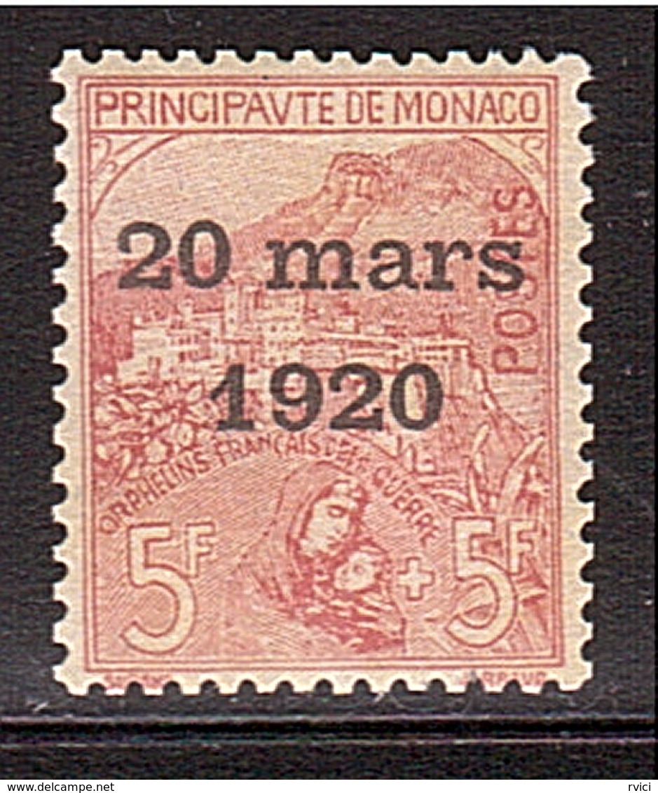 MONACO 5frs Mariage Yvert 43 ** Retour Expertise Négative (€ 13.000,- ! ) - Unused Stamps