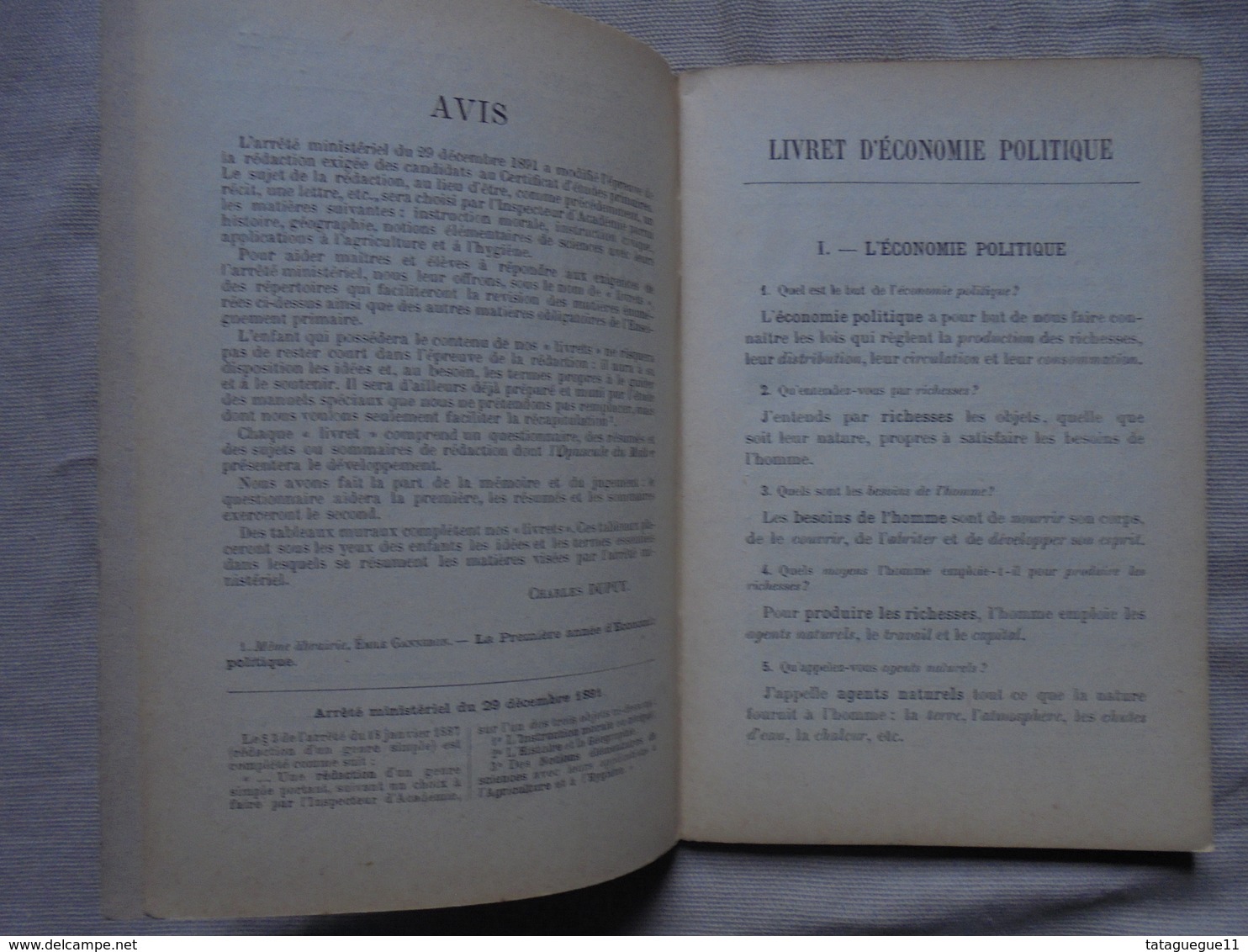 Ancien - Livret D'Economie Politique A. Colin & Cie 1896 - 18 Ans Et Plus