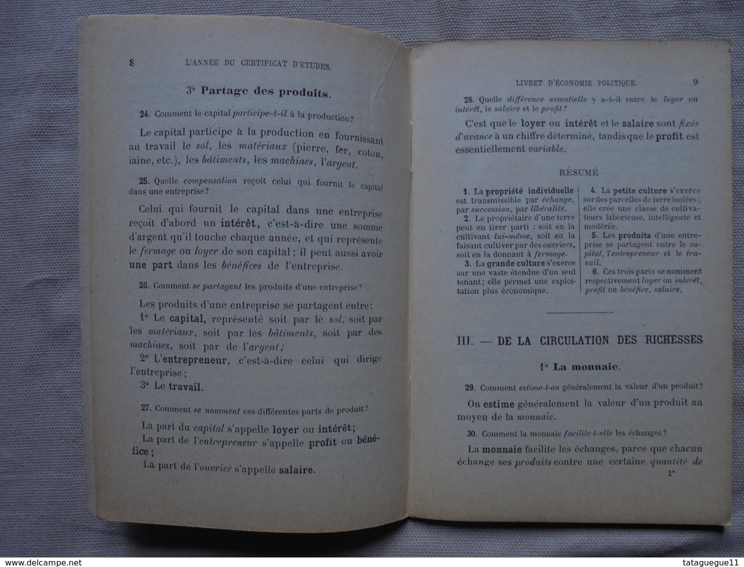 Ancien - Livret D'Economie Politique A. Colin & Cie 1896 - 18 Ans Et Plus