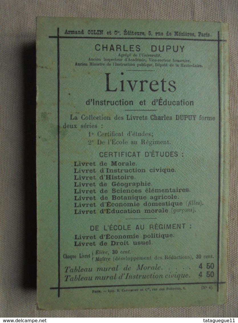 Ancien - Livret d'Economie politique A. Colin & Cie 1896