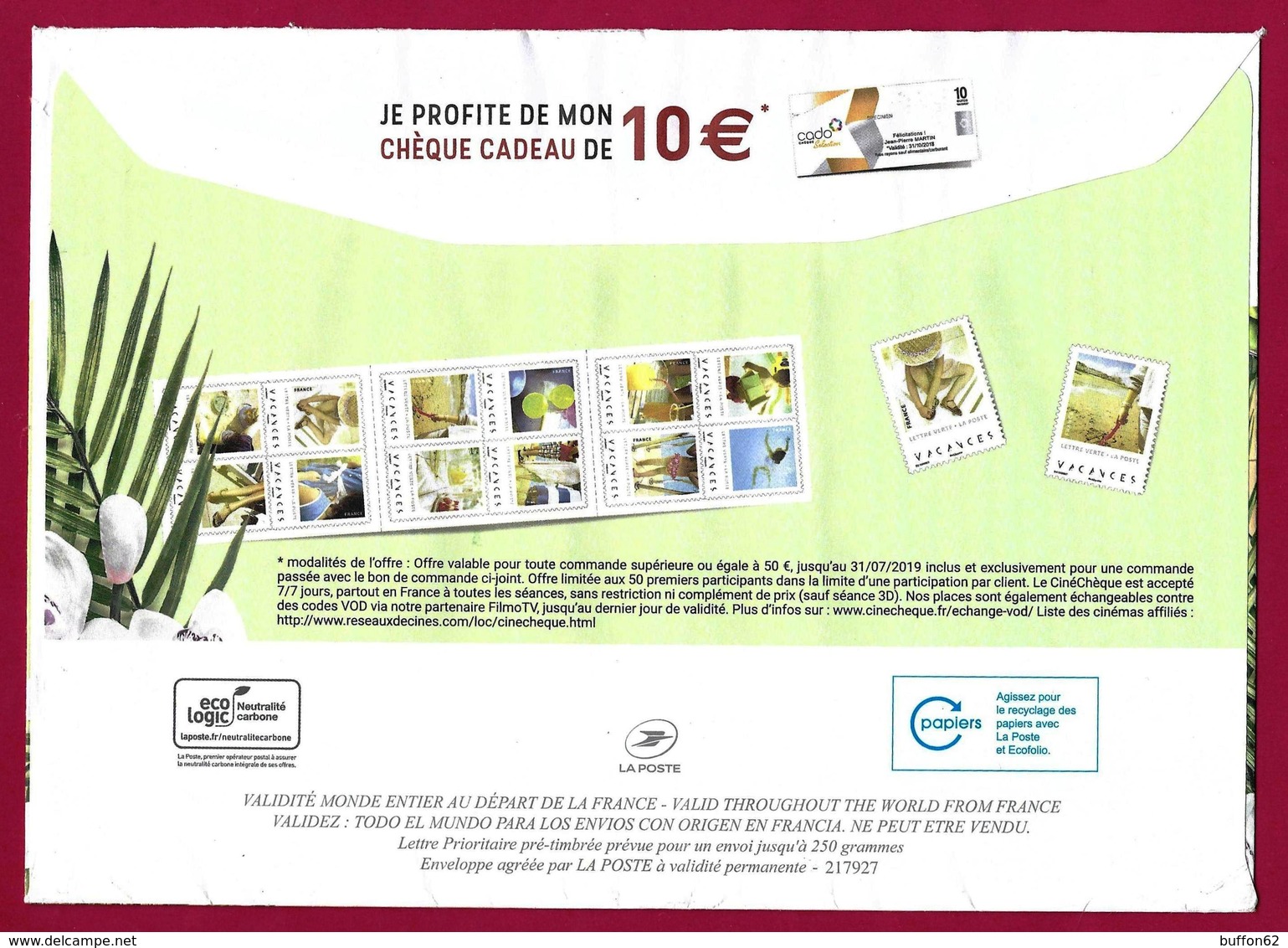 France (2019) Entier Postal De Service Prêt-à-poster Voiture Tour Eifel, Sport Handicapés Basket Ball. Postal Stationery - Prêts-à-poster:  Autres (1995-...)