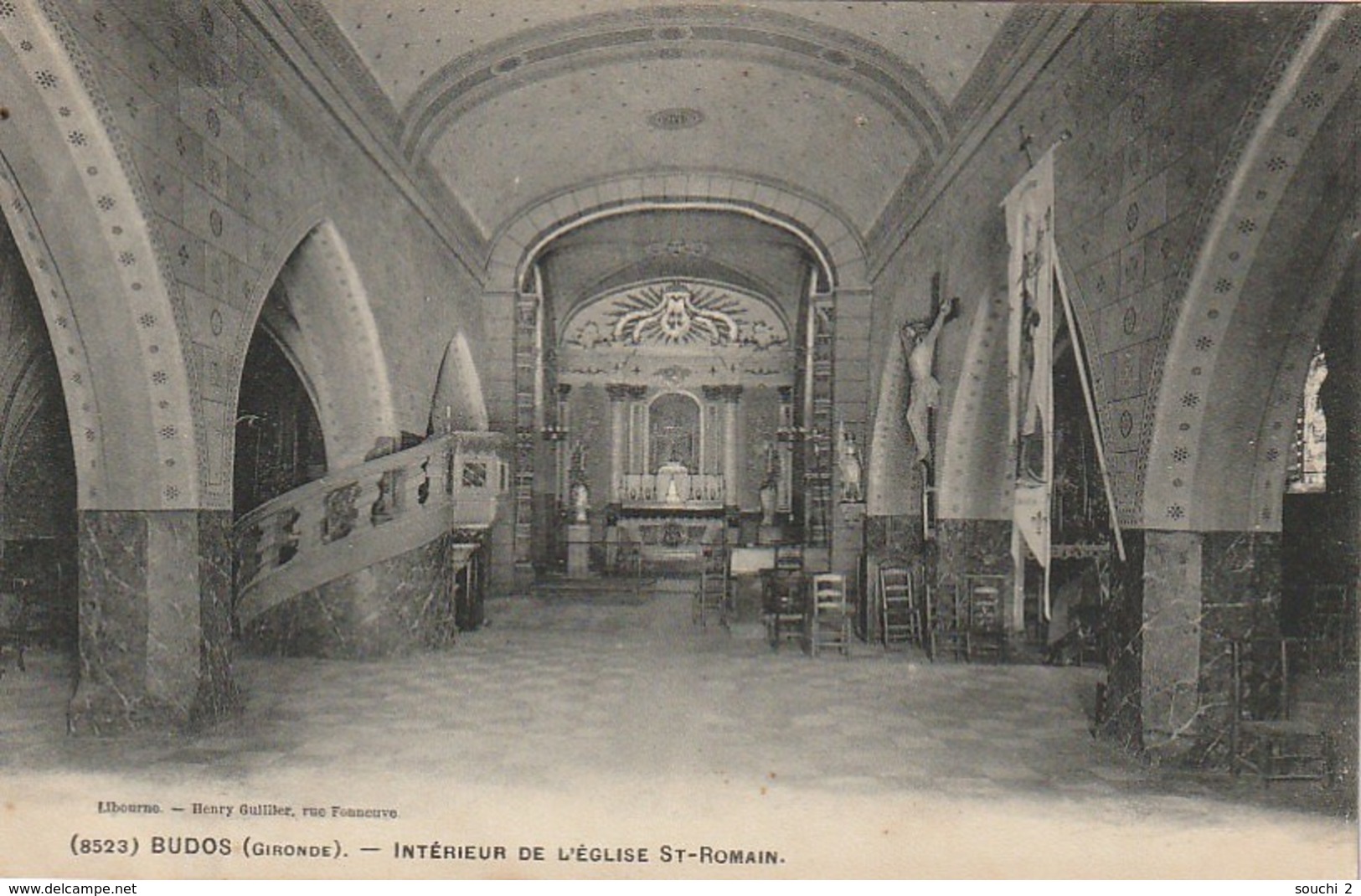 NE 10-(33) BUDOS - INTERIEUR DE L' EGLISE SAINT ROMAIN  - 2 SCANS - Autres & Non Classés