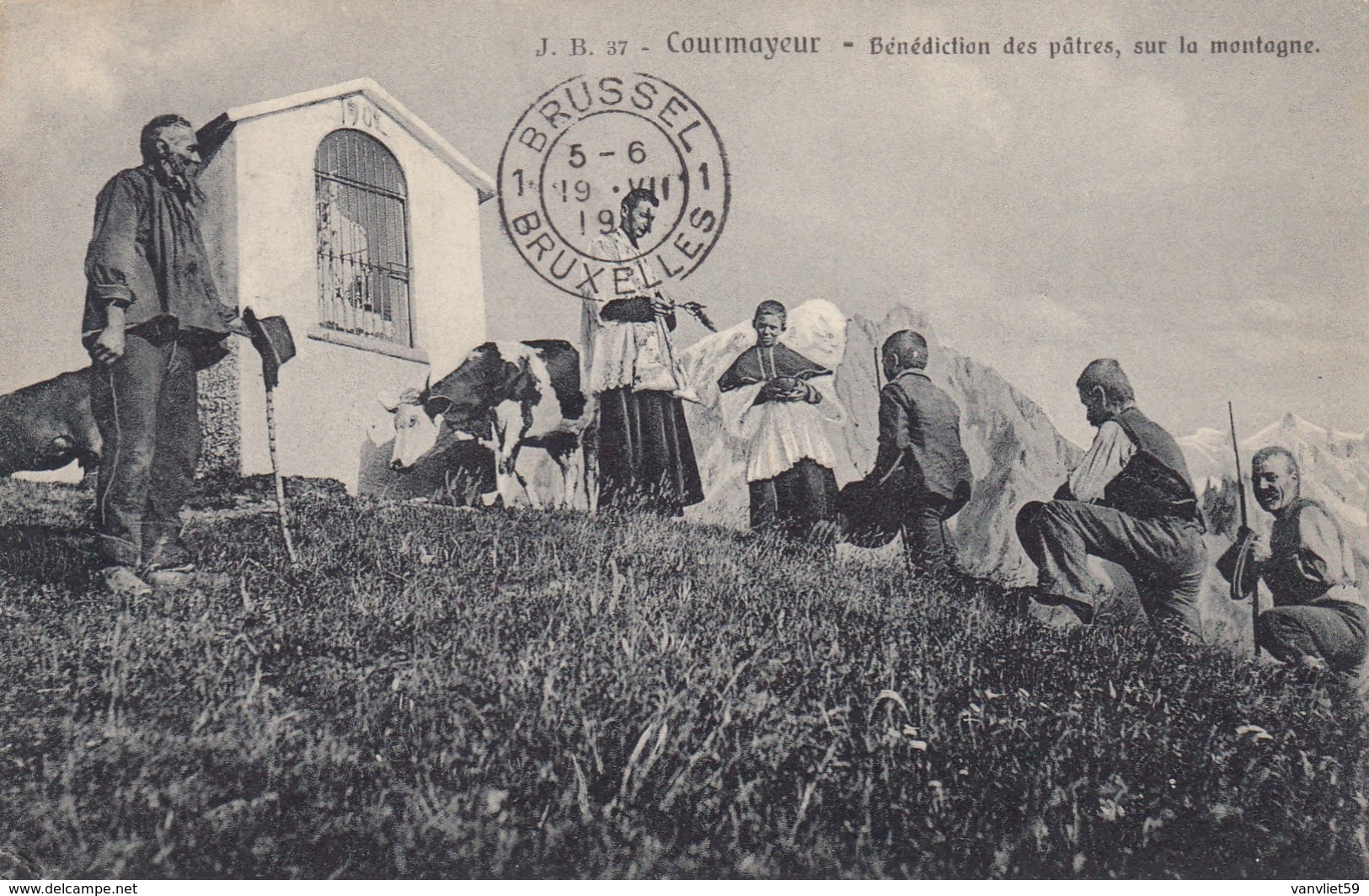 COURMAYEUR-AOSTA-BENEDICTION DES PATRES SUR LA MONTAGNE -VIAGGIATA IL 19-7-1911 - Aosta