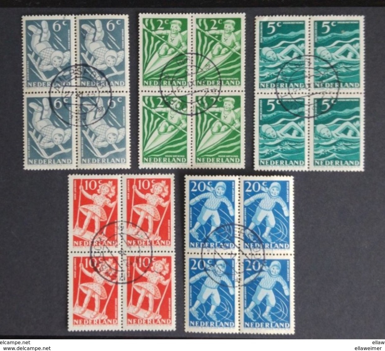 Nederland/Netherlands - Serie Kinderzegels Nrs. 508 T/m 512 In Blokken Van 4 - Used Stamps