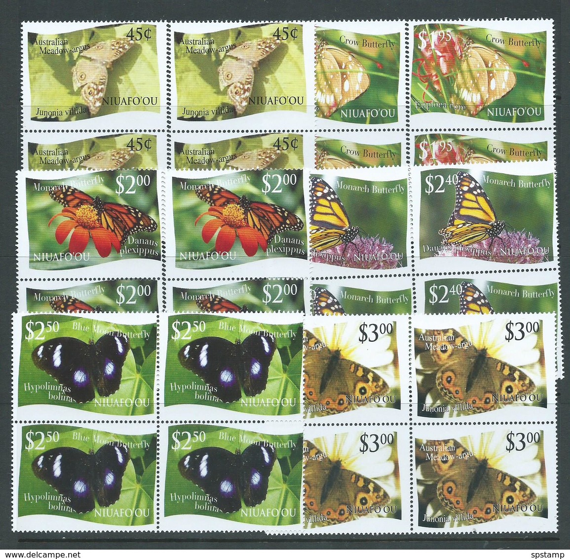 Tonga Niuafo'ou 2012 Butterfly Set Of 12 MNH Blocks Of 4 , 4 Values With Double Perforation Variety - Tonga (1970-...)