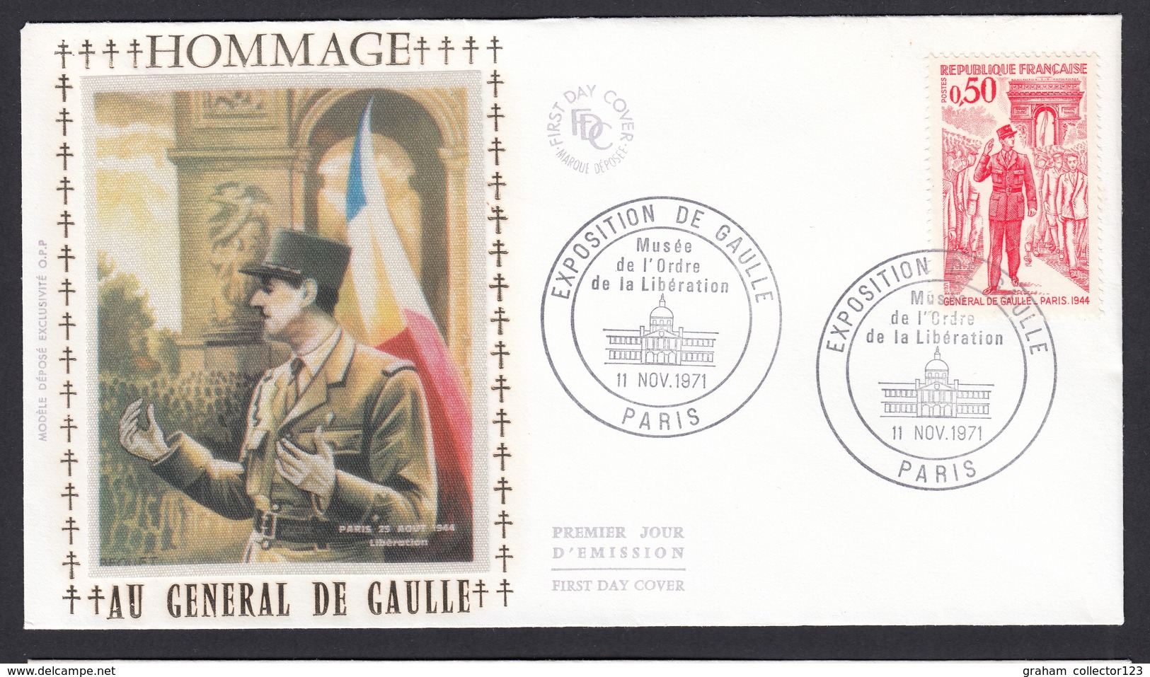 France French Cover Lettre 1971 France Cover WW2 French General Charles De Gaulle Exposition Paris Cancels - Militaria